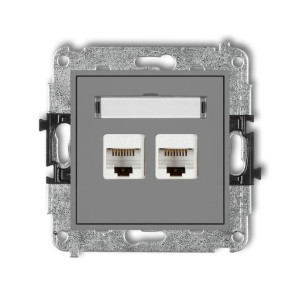 Karlik Mini szary mat - gniazdo komputerowe 2xRJ45, kat. 5e - 27MGK-2