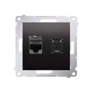 Simon 54 Premium antracyt - gniazdo komputerowe RJ45 podwójne D62.01/48