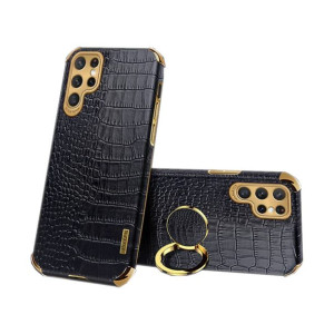 Etui Croc Krokodyl Skóra Do Xiaomi Redmi Note 10 Pro + Szkło Czarne