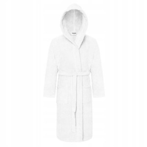 Szlafrok Bawełniany z Kapturem Unisex S/M Biały