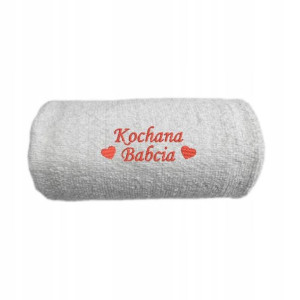 Recznik z haftem BIALY 70x140 cm Kochana Babcia