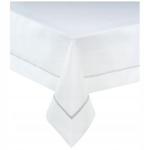 Obrus 90x160 Dekoracyjny Glamour Silver Biały