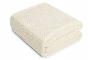 Koc 200x220 Mikrofibra Wytłaczana Zygzak Krem