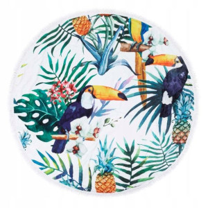 Ręcznik Plażowy 150 cm Okrągły Koło BOHO Frędzle