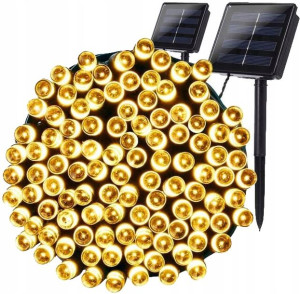 2x GIRLANDA SOLARNA LED Lampki Ogrodowe 100 SZNUR