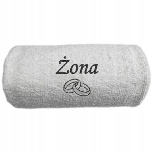 BIAŁY RĘCZNIK HAFT 50x100 cm ŚLUB dla Żony OBRĄCZKI