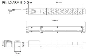 Listwa Przeciwprzepięciowa Lxarm 810, 3L, Pdu, 5,0M, Czarna