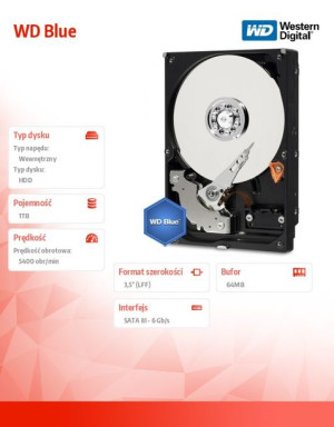 Hdd Blue 1Tb 3,5'' 64Mb Sataiii/5400Rpm