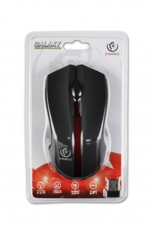 Bezprzewodowa Mysz Optyczna, Galaxy Black/Red, Powierzchnia Gumowana