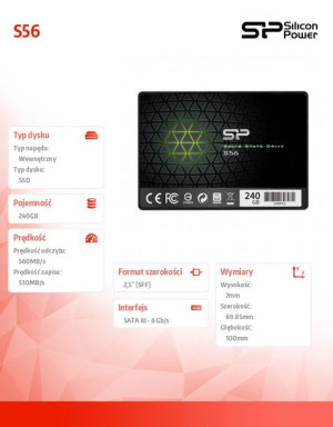 Dysk Ssd Slim S56 240Gb 2,5" Sata3 560/530Mb/S 7Mm