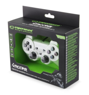 Gamepad Ps3/Pc Usb Trooper Biało/Czarny