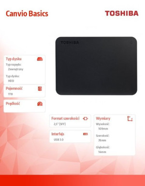Przenośny Dysk Twardy Canvio Basics 2.5 1Tb Usb 3.0 Czarny New
