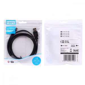 Kabel Usb - Mini Usb 1.8M. Czarny