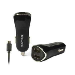 Ładowarka Samochodowa 2Xusb + Microusb 2.1A Czarna