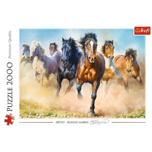 Puzzle 2000 Elementów Galopujące Stado Koni