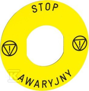 Etykieta żółta "STOP AWARYJNY"