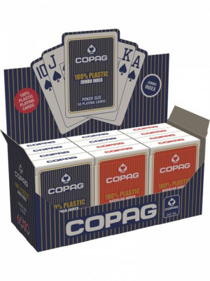 Karty Poker 100% Plastik Pkj. Talia Niebieska, Duży Index W 2 Rogach