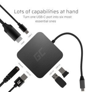 Hub Usb-C Gc 6W1 3Xusb 3.0, Hdmi, Rj45 (Ethernet), Usb-C Pd