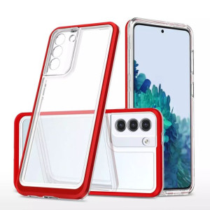 Clear 3in1 etui do Samsung Galaxy S21 FE żelowy pokrowiec z ramką czerwony