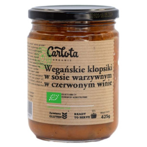 Wegańskie klopsiki w sosie warzwnym w czerwonym winie Carlota Organic