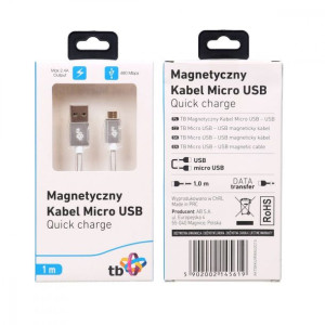 Kabel Magnetyczny Microusb - Usb Srebrny 1 M