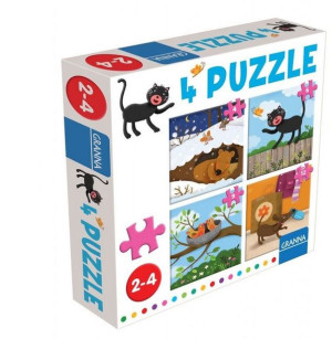 Puzzle Z Kotem 4 ,6,9,12 Elementów