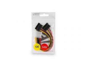 Kabel Zasilający Molex 4 Pin Męski - 2Xsata 15 Pin Żeński, Ak-13