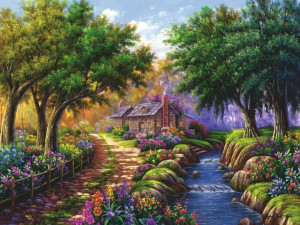 Puzzle 1500 Elementów Chatka Nad Rzeką
