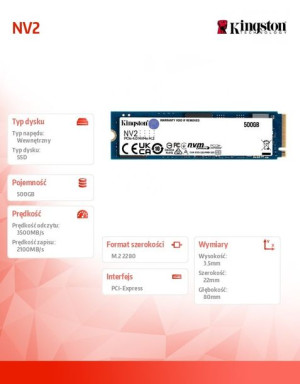 Dysk Ssd Nv2 500Gb M.2 2280 Pci-E 4.0 Nvme 3500/2100