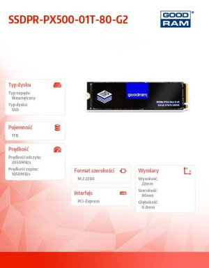 Dysk Ssd Px500-G2 1Tb M.2 Pcie 3X4 Nvme 2280