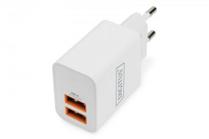 Ładowarka Sieciowa Zasilacz 2X Usb-A 15,5W Biała