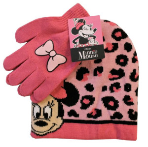 Różowy Zestaw Czapka + Rękawiczki Myszka Minnie