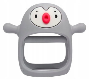 Gryzak silikonowy Pingwin Buddy Grey Smily Mia