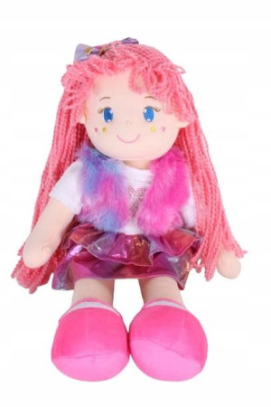 Lalka szmacianka 45cm różowe włosy Smily Play