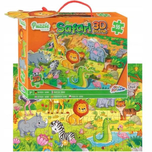 Puzzle 3D dla dzieci Safari zwierzątka 55el Grafix