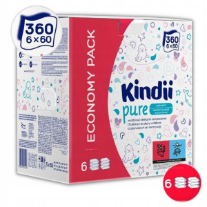 Chusteczki nawilżane skóra wrażliwa 6x60szt Kindii