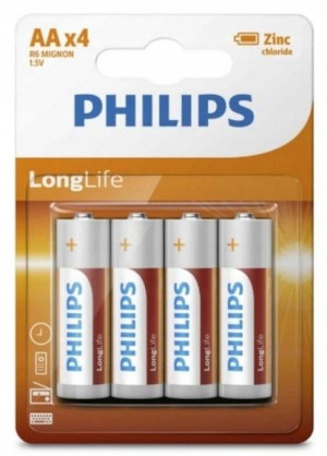 4x Bateria Philips Long Life AA R6