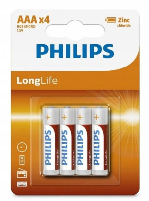 4x Bateria Philips Long Life AAA R03