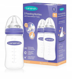 Lansinoh Butelka smoczek średni przepływ 2x240 ml