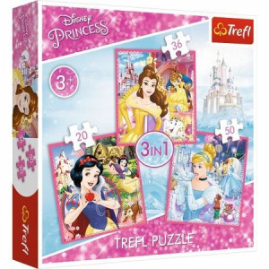 Puzzle 3w1 Zaczarowany świat księżniczek 3+ Trefl