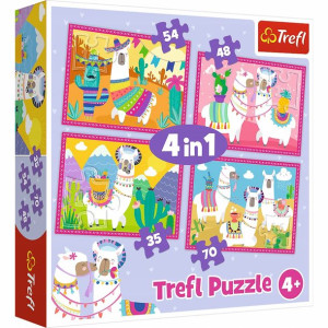Puzzle 4w1 Lamy na wakacjach 4+ Trefl