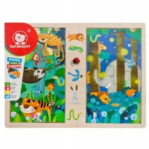 Gra i puzzle drewniane Dżungla 2x8 el. Top Bright