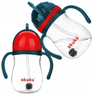 Kubek Bidon z obciążoną słomką blue/red Akuku