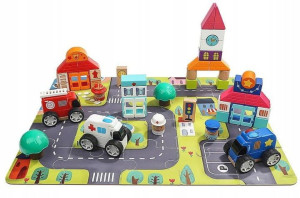 Klocki drewniane Puzzle Miasto 82. el Top Bright
