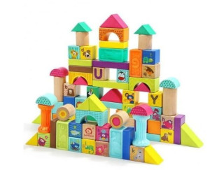 Klocki drewniane gumowe 80 el 12m+ Top Bright