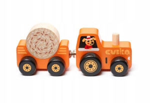 Traktor Drewniany z Magnesami Cubika
