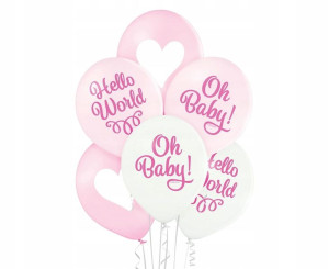 Balony na Baby Shower Oh Baby Girl 6szt. Godan