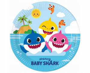 Talerzyki papierowe Baby Shark 23 cm 8 szt. Godan