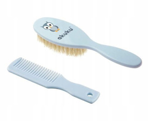 Szczotka z naturalnego włosia + grzebyk blue Akuku