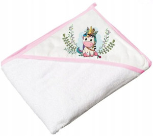 Okrycie kąpielowe 100x100 biały jednorożec Tega